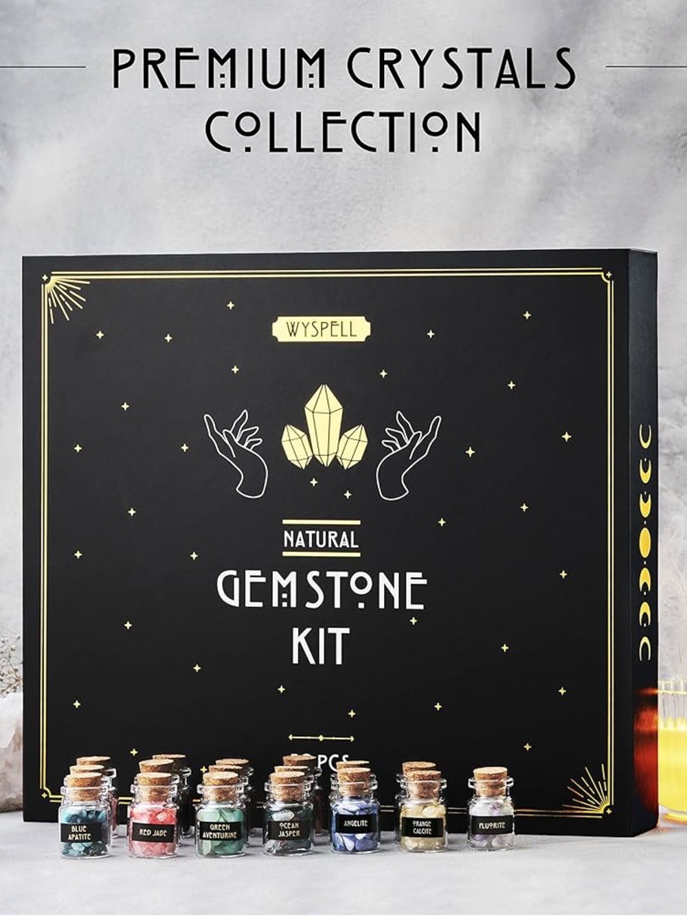 Wyspell Natural Gemstone Kit - Black & Gold Crystal Set Sealed (NIB)